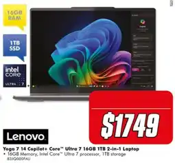 The Good Guys Lenovo Yoga 7 14 Copilot+ Core Ultra 7 16GB 1TB 2-in-1 Laptop offer