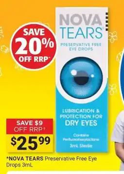 Cincotta Chemist Nova Tears Preservative Free Eye Drops offer