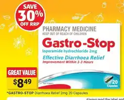 Cincotta Chemist Gastro-Stop Diarrhoea Relief 2mg offer