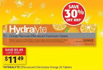 Hydralyte Orange Flavoured Effervescent Electrolyte Tablets