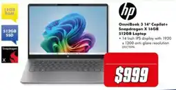 The Good Guys hp OmniBook 3 14" Copilot+ Snapdragon X 16GB 512GB Laptop offer