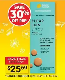 Cincotta Chemist Cancer Council Clear Skin SPF50 offer