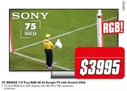 The Good Guys Sony 75" BRAVIA 7 II True RGB 4K AI Google TV with Gemini 2026 offer