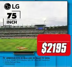 The Good Guys LG 75 Inch QNED86B EVO AI Mini-LED 4K Smart TV 2026 offer