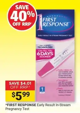 Cincotta Chemist First Response Early Result In-Stream Pregnancy Test offer