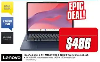 Lenovo IdeaPad Slim 3 14" MTK540 8GB 128GB Touch Chromebook