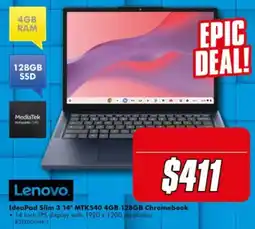 The Good Guys Lenovo IdeaPad Slim 3 14" MTK540 4GB 128GB Chromebook offer