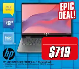 The Good Guys hp 14" x360 N150 8GB 128GB 2-in-1 Chromebook offer