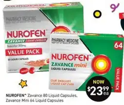 Chemist King Nurofen Zavance 80 Liquid Capsules, Zavance Mini 64 Liquid Capsules offer