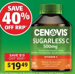 Cincotta Chemist Cenovis Sugarless C 500mg offer