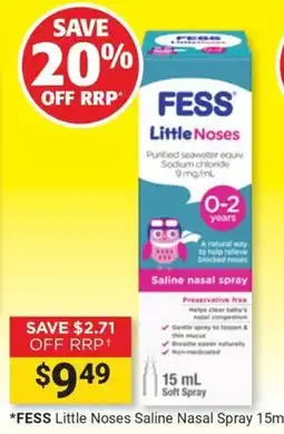 Cincotta Chemist FESS Little Noses Saline Nasal Spray offer