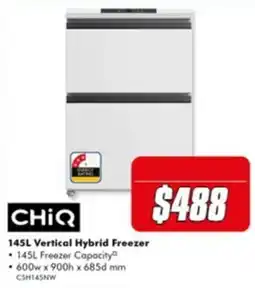 The Good Guys ChiQ 145L Vertical Hybrid Freezer offer