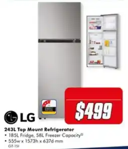 The Good Guys LG 243L Top Mount Refrigerator offer