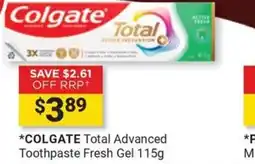 Cincotta Chemist Colgate Total Advanced Toothpaste Fresh Gel offer