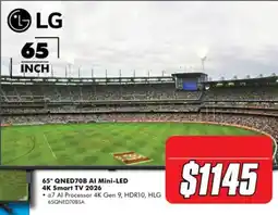 The Good Guys LG 65" QNED70B AI Mini-LED 4K Smart TV 2026 offer