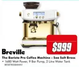 The Good Guys Breville The Barista Pro Coffee Machine - Sea Salt Brass offer