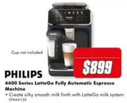 The Good Guys Philips 4400 Series LatteGo Fully Automatic Espresso Machine offer
