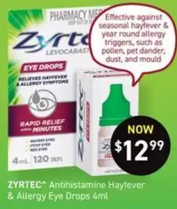 Chemist King Zyrtec Antihistamine Hayfever & Allergy Eye Drops offer