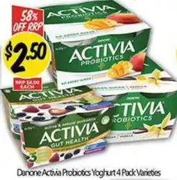 NQR Danone Activia Probiotics Yoghurt 4 Pack Varieties offer