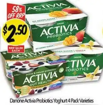 Danone Activia Probiotics Yoghurt 4 Pack Varieties