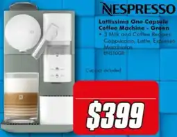 The Good Guys NESPRESSO Lattissima One Capsule Coffee Machine - Green offer