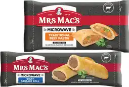 IGA Mrs Mac’s Microwave Giant Sausage Roll, Pies 175g or Pastie 165g Selected Varieties offer