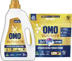 IGA OMO Ultimate Laundry Liquid 2 Litre, Powder 2kg or Capsules 28 Pack Selected Varieties offer