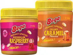 IGA Bega Peanut Spread Creamy Caramel or Marshmallow Raspberry Flavoured 325g offer