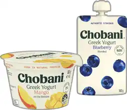 IGA Chobani Greek Yogurt Pot 160g or Pouch 140g Selected Varieties offer