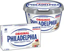 IGA Philadelphia Cream Cheese Block or Spreadable Tub 250g Selected Varieties offer