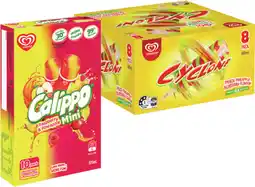 IGA Streets Calippo Mini 10 Pack or Cyclone Ice Block 8 Pack Selected Varieties offer