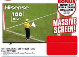 The Good Guys Hisense 100" 4K ULED Mini-LED Hi-QLED 165Hz Smart Al TV 2026 offer