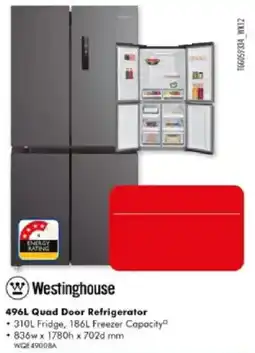 The Good Guys Westinghouse 496L Quad Door Refrigerator offer
