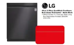 The Good Guys LG 60cm 15 Place QuadWash TrueSteam Built-Under Dishwasher - Matte Black offer