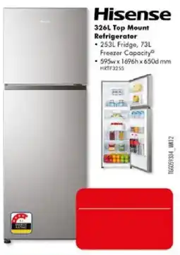 The Good Guys Hisense 326L Top Mount Refrigerator offer