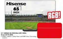 The Good Guys Hisense 65" UR8SAU 4K RGB Mini-LED 180Hz Smart AI TV 2026 offer