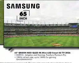 The Good Guys Samsung 65" QN80H NEO QLED 4K Mini-LED Smart AI TV 2026 offer