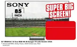 The Good Guys Sony 85" BRAVIA 7 II True RGB 4K AI Google TV with Gemini 2026 offer