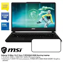 The Good Guys msi Cyborg 15 Max 15.6" Core 7 RTX5060 8GB Gaming Laptop offer