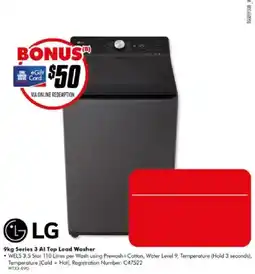 The Good Guys LG 9kg Series 3 AI Top Load Washer offer