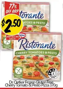 NQR Dr. Oetker Frozen Gluten Free Cherry Tomato & Pesto Pizza offer