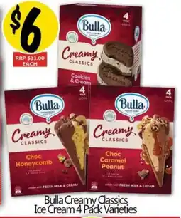 NQR Bulla Creamy Classics Ice Cream 4 Pack Varieties offer