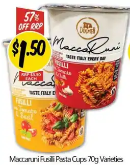 NQR Maccaruni Fusilli Pasta Cups Varieties offer