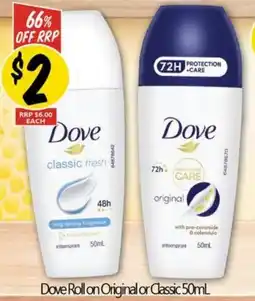 NQR Dove Roll on Original or Classic offer