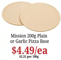 Farmer Jack's Mission Plain Pizza Base offer