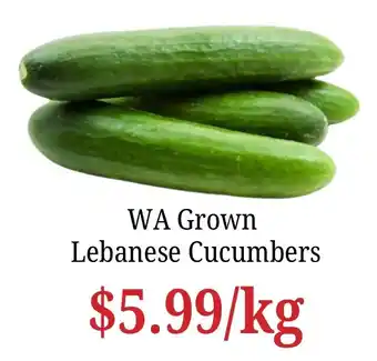 Farmer Jack's WA Grown Lebanese Cucumbers offer