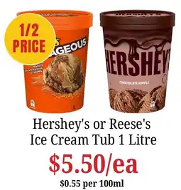 Farmer Jack's Hershey's Ice Cream Tub offer