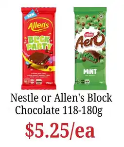 Farmer Jack's Nestle or Allen's Block Chocolate offer
