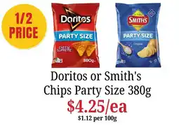 Farmer Jack's Doritos or Smith's Chips Party Size offer