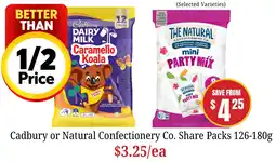 Farmer Jack's Cadbury or Natural Confectionery Co. Share Packs offer